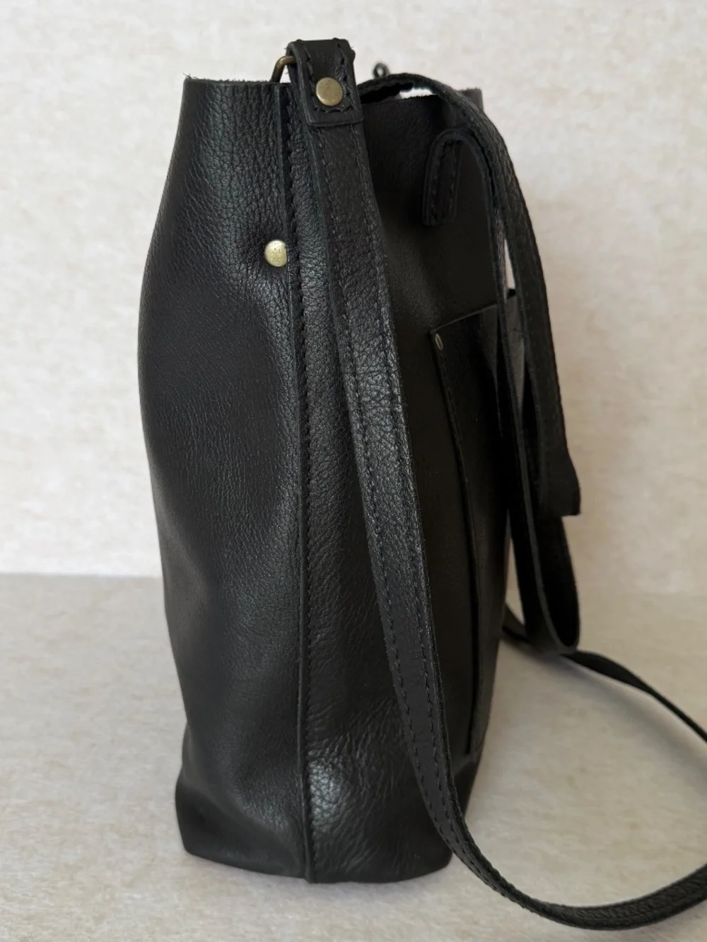 Portland Leather Goods PLG OG Full Size Crossbody Tote FSCB in Pebbled Black EUC